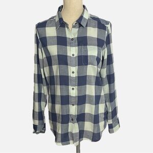 Natural Reflections Women’s Plaid Button Down Shirt Top Small Blue Rodeo Cowgirl